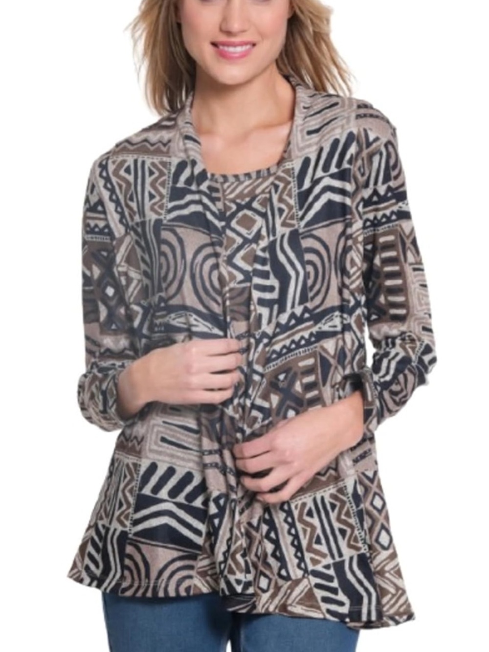 MULTIPLES Women's Long Sleeves Open Front Jacket and Tank Two-Piece Set. Size 1X